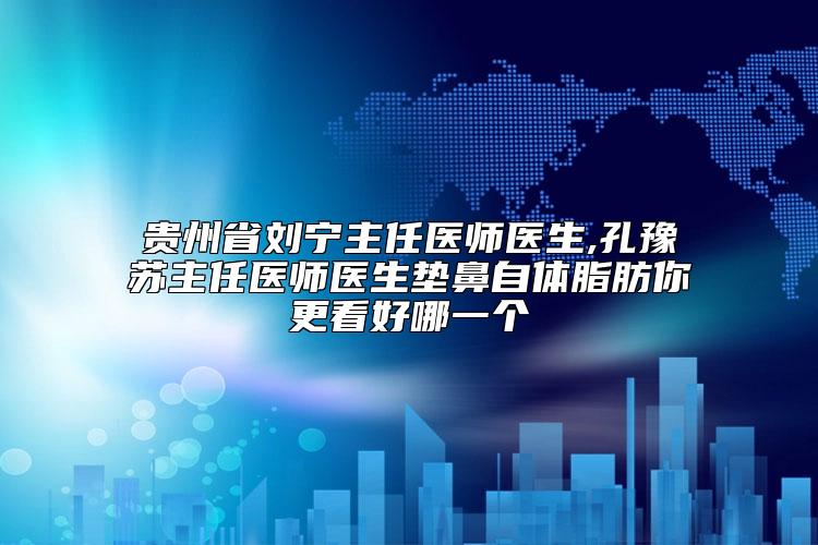 贵州省刘宁主任医师医生,孔豫苏主任医师医生垫鼻自体脂肪你更看好哪一个
