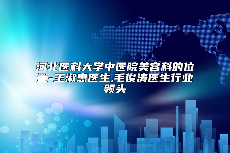 河北医科大学中医院美容科的位置-王淑惠医生,毛俊涛医生行业领头